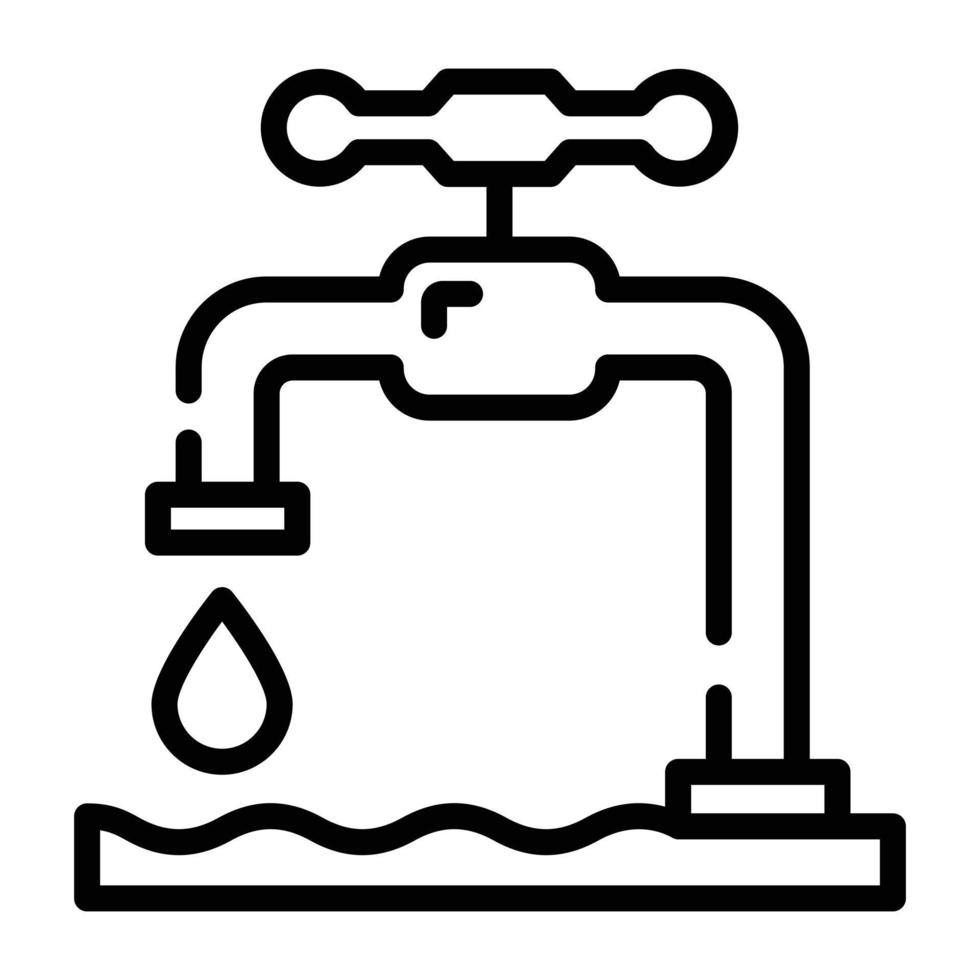 Water supply, water faucet icon with dripping water 7868601 Vector Art