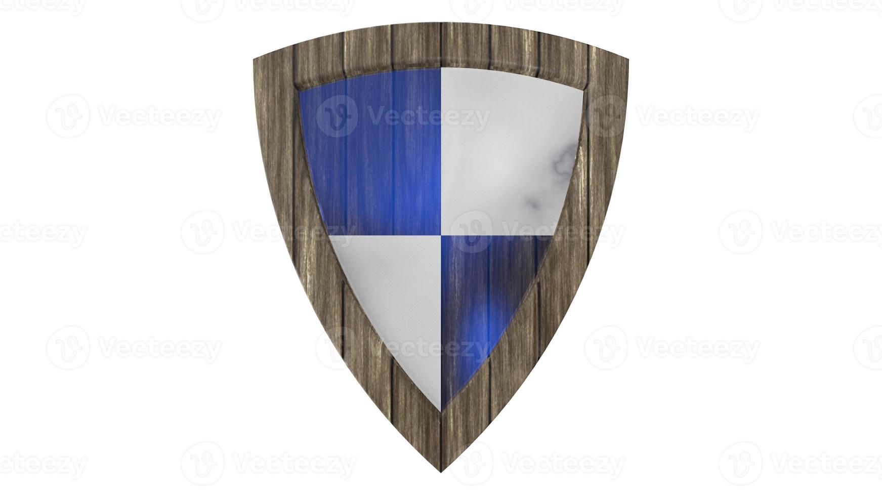 escudo de madera medieval 3d ilustración render foto