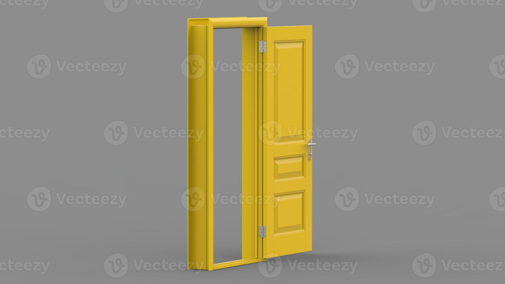Set of different yellow door isolated 3d illustration render on empty background photo