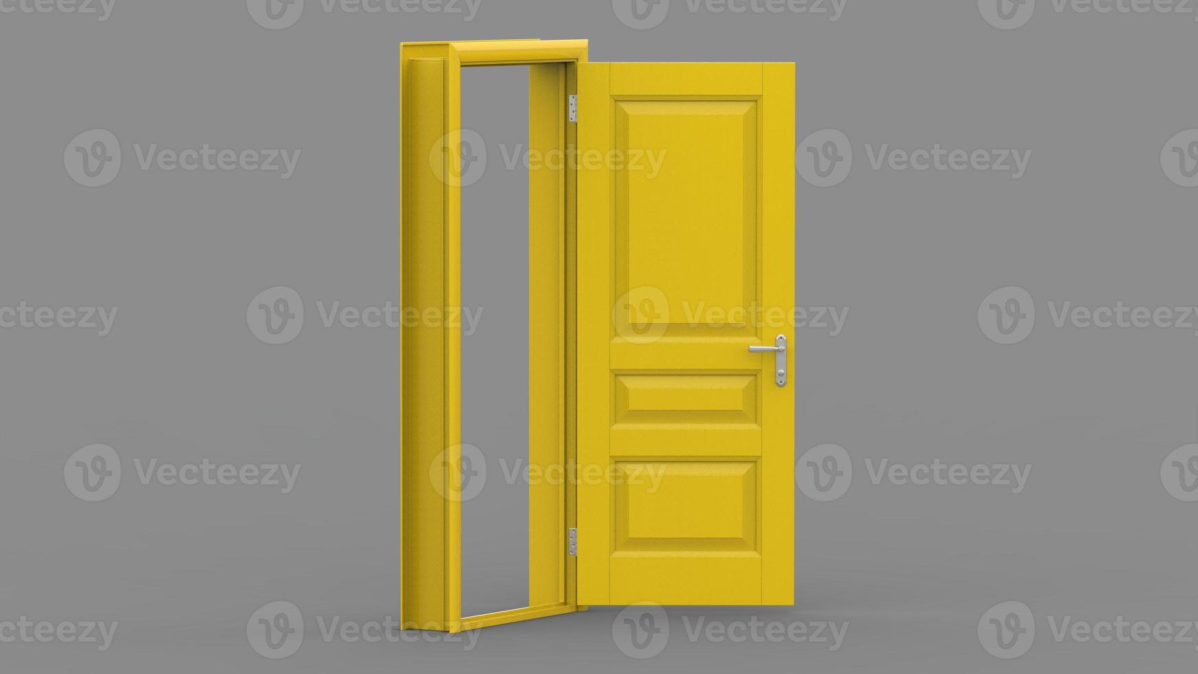 Set of different yellow door isolated 3d illustration render on empty background photo