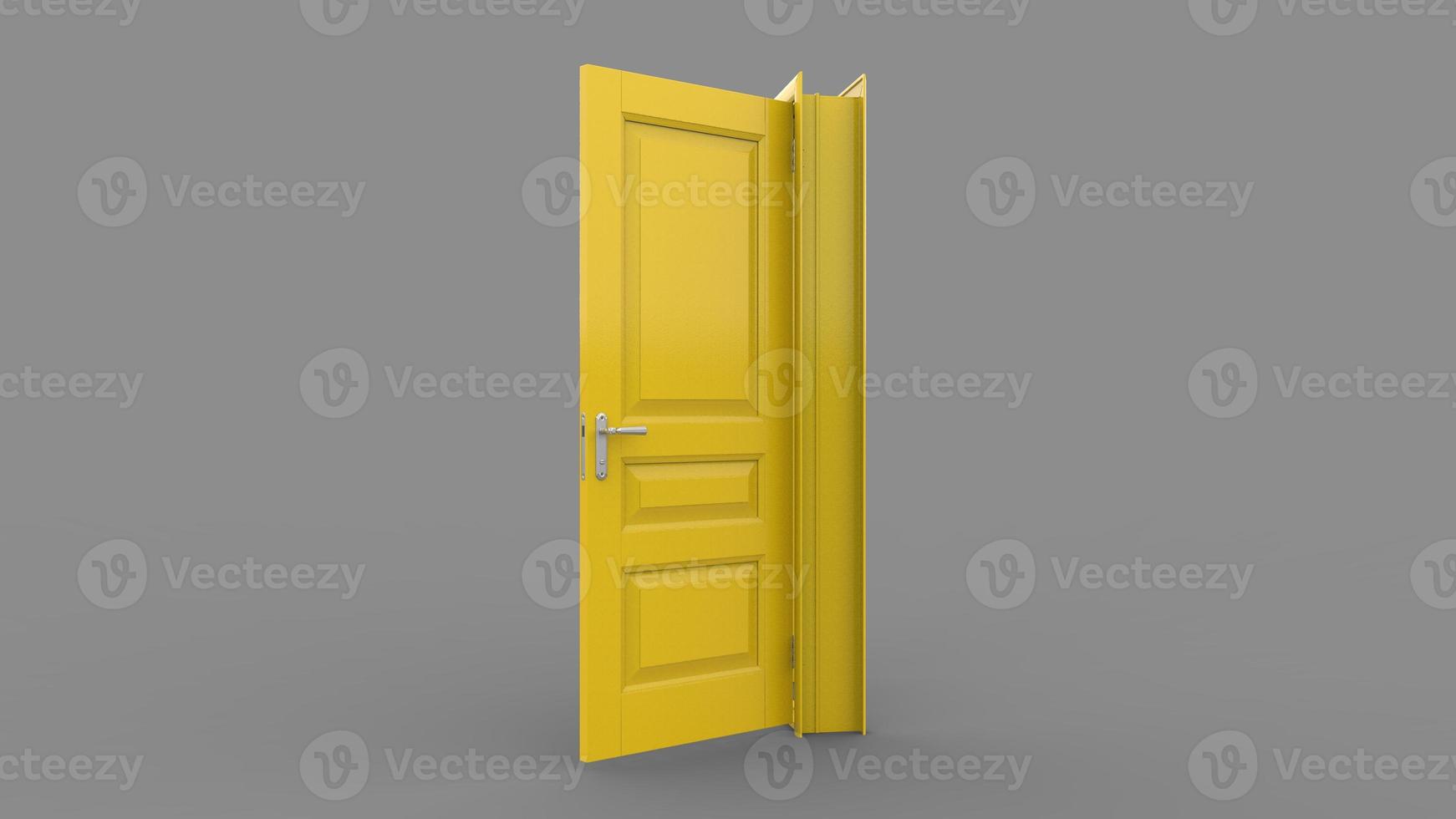 Set of different yellow door isolated 3d illustration render on empty background photo