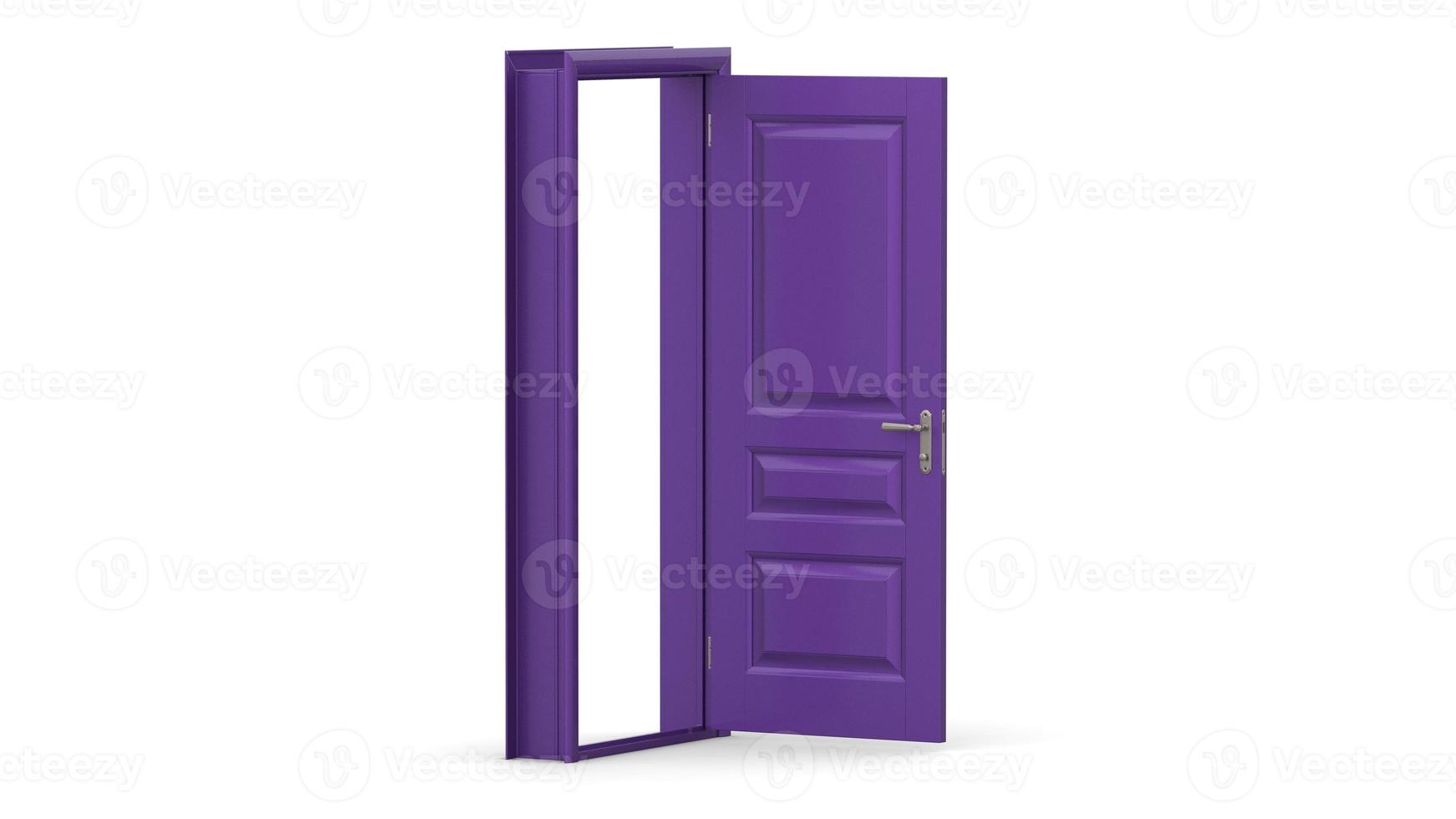 Creative illustration of open, closed door, entrance realistic doorway isolated on background 3d photo