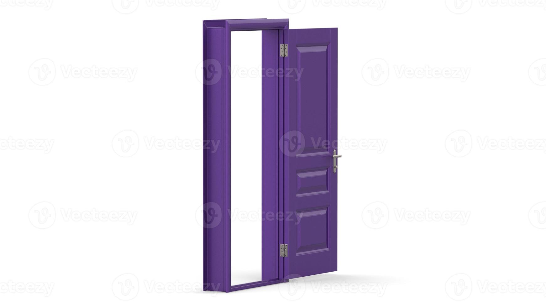 Set of different purple door isolated 3d illustration render on white background photo