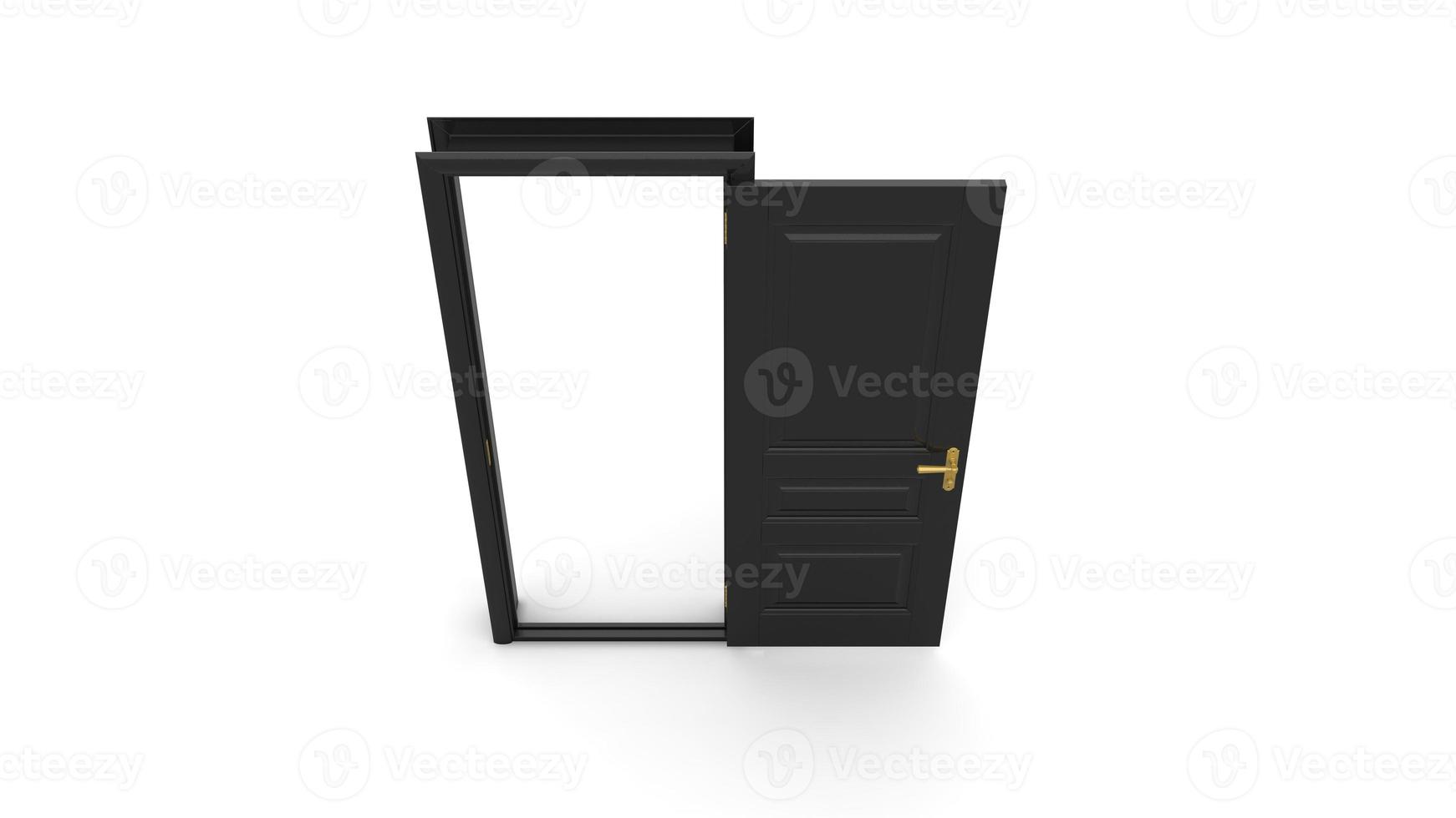 Set of different black door isolated 3d illustration render on white background photo