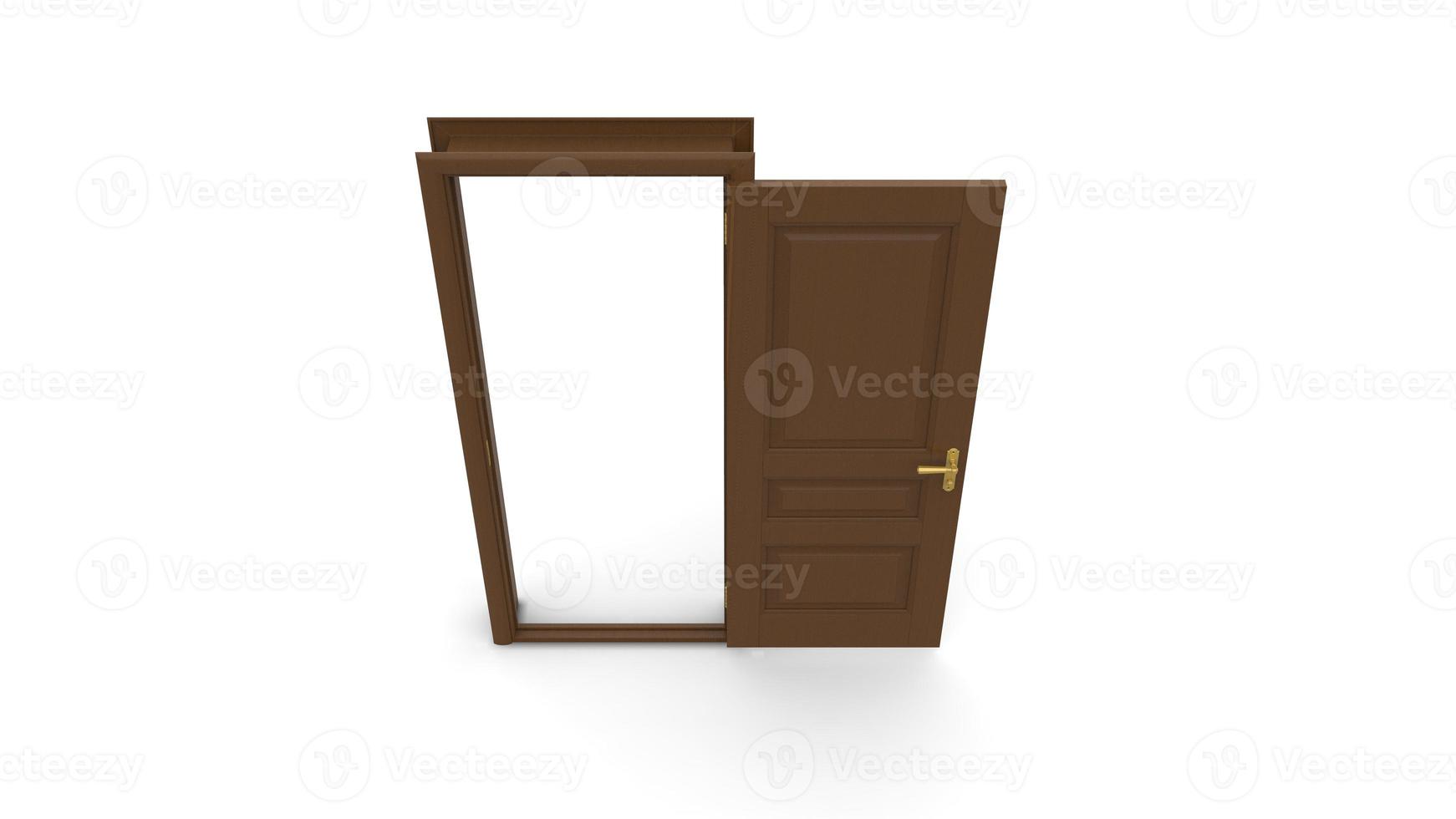 Set of different wood door isolated 3d illustration render on white background photo