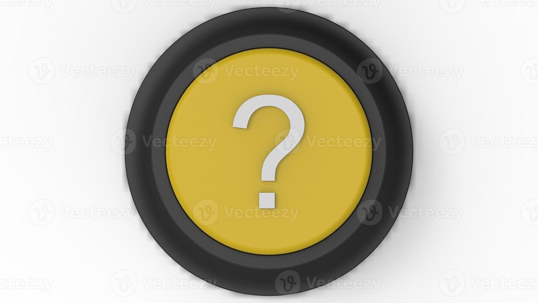 yellow question mark button isolated 3d illustration render photo