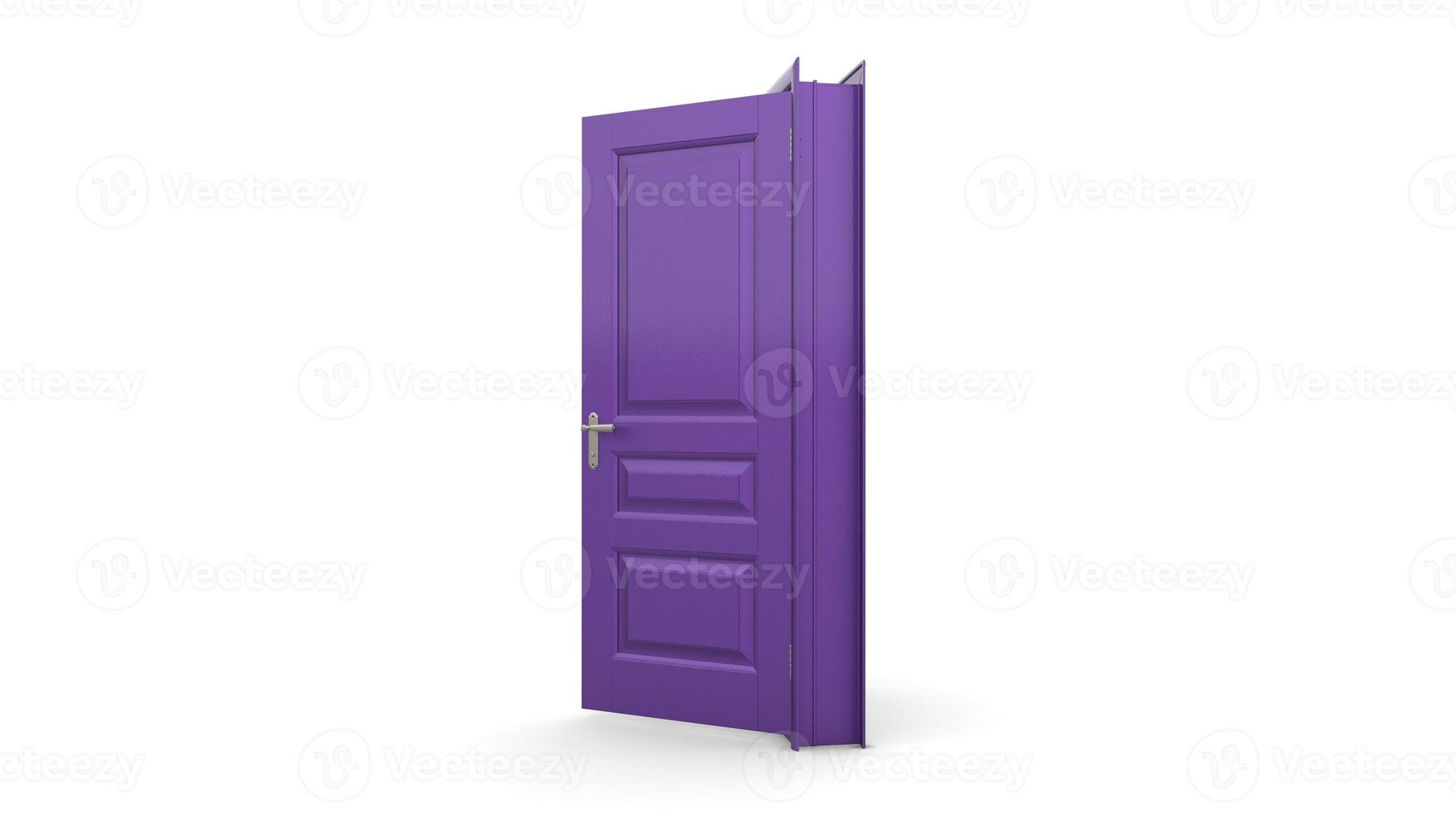 Creative illustration of open, closed door, entrance realistic doorway isolated on background 3d photo