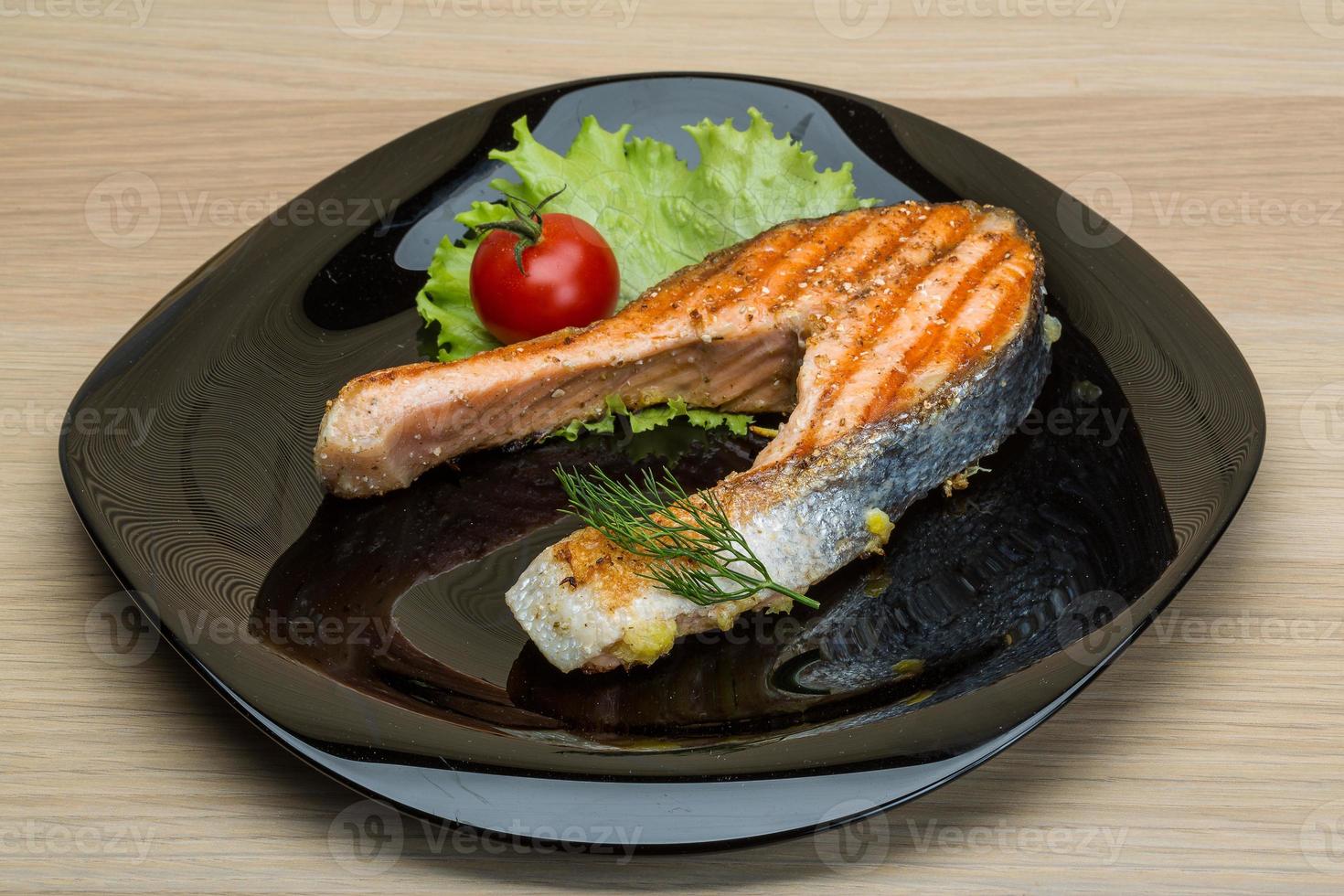 Grilled salmon steak photo