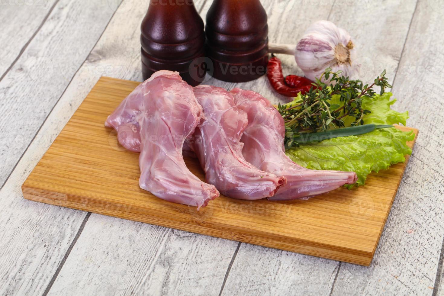 Raw rabbit legs photo