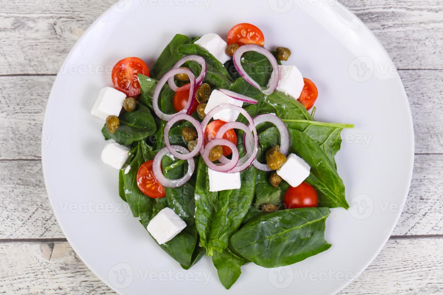 Salad with feta and spinach 7869940 Stock Photo at Vecteezy