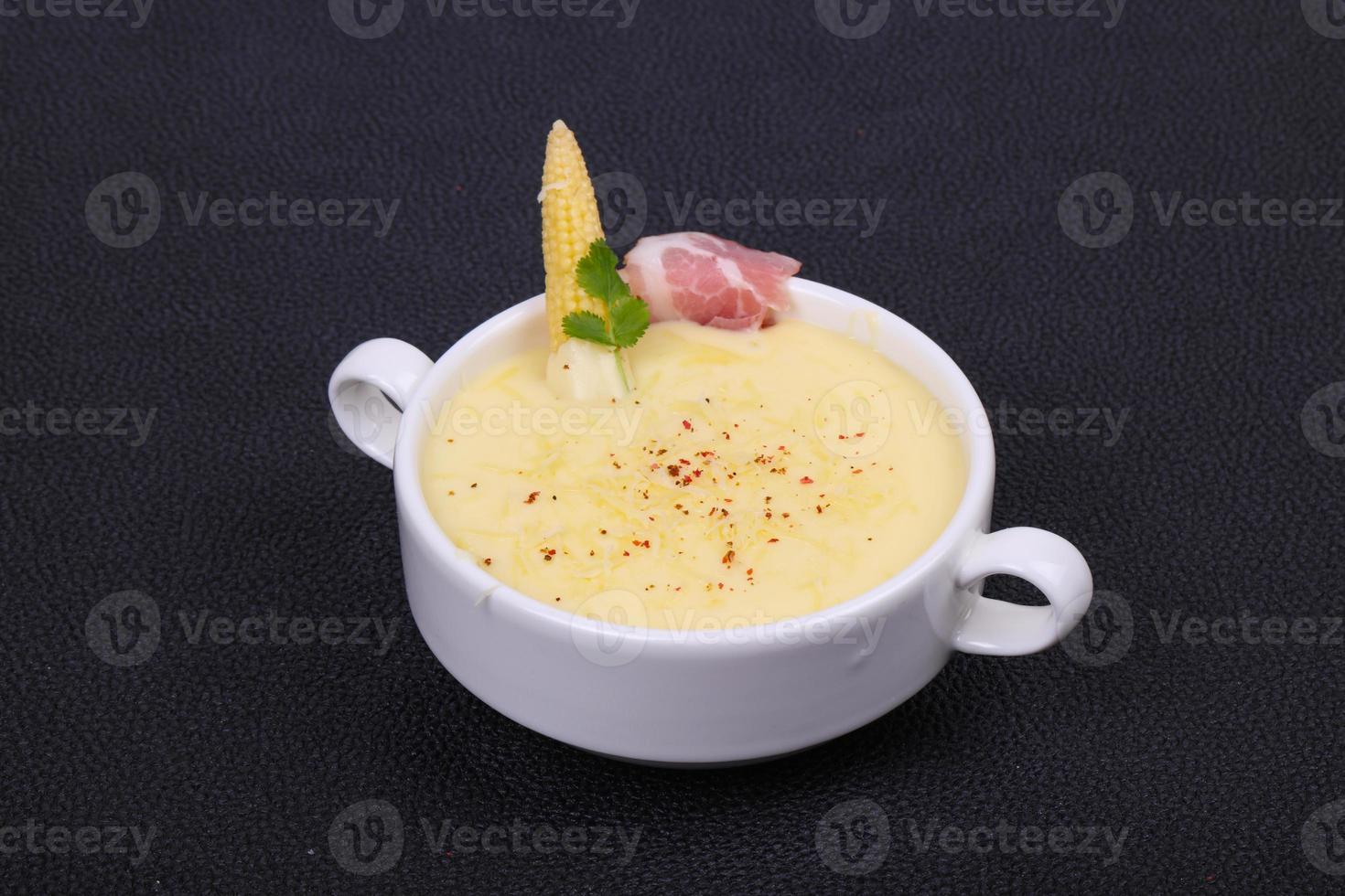 Cheese soup with bacon photo