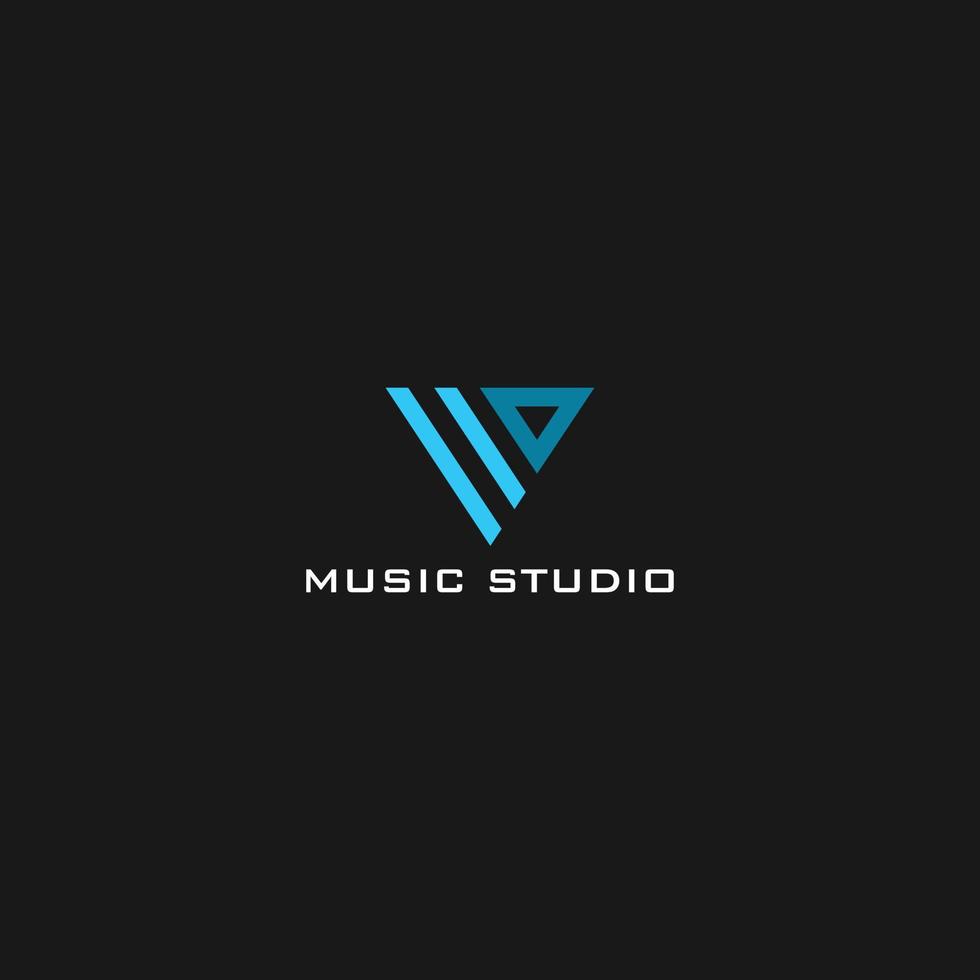 abstract initial letter W and B logo in blue color isolated in triangle shape applied for music studio and video agency logo also suitable for the brands or companies that have initial name BW or WB vector