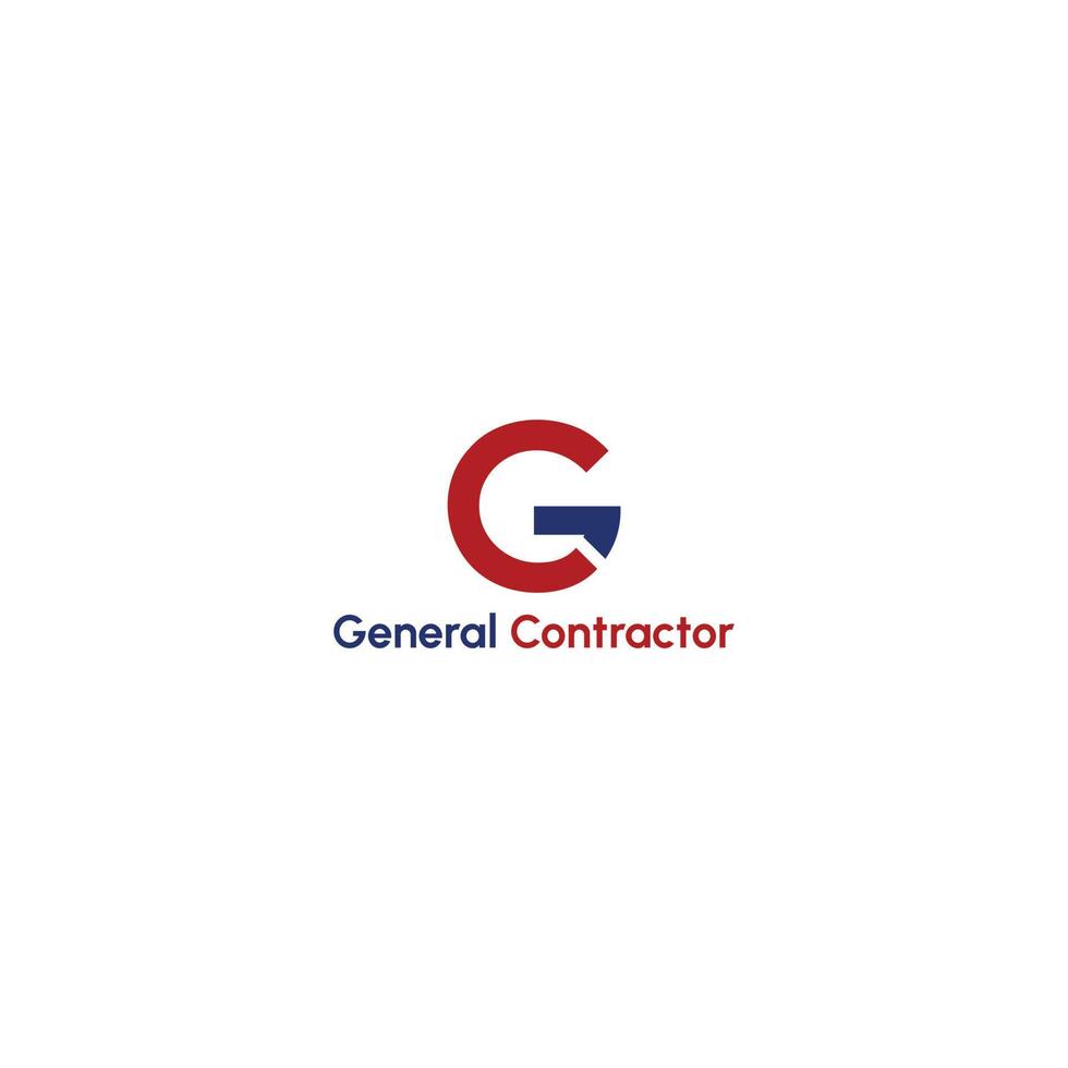 abstract initial letter G and C in red and blue color and circle shape applied for construction company logo design also suitable for the brands or companies that have sam initial GC or CG vector