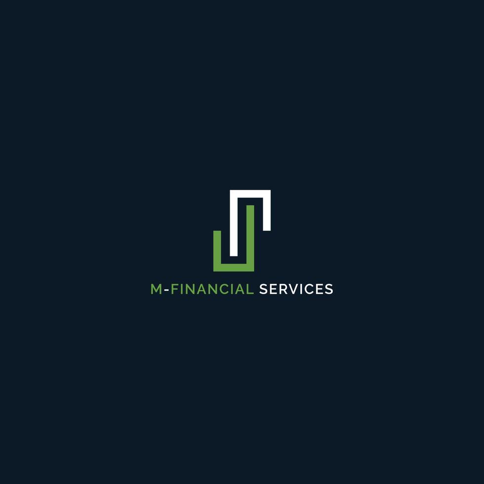 logotipo de letra inicial abstracta m y s en color blanco y verde aislado con fondo azul oscuro aplicado para el diseño del logotipo de servicios financieros también adecuado para las marcas que tienen el nombre inicial ms o sm vector