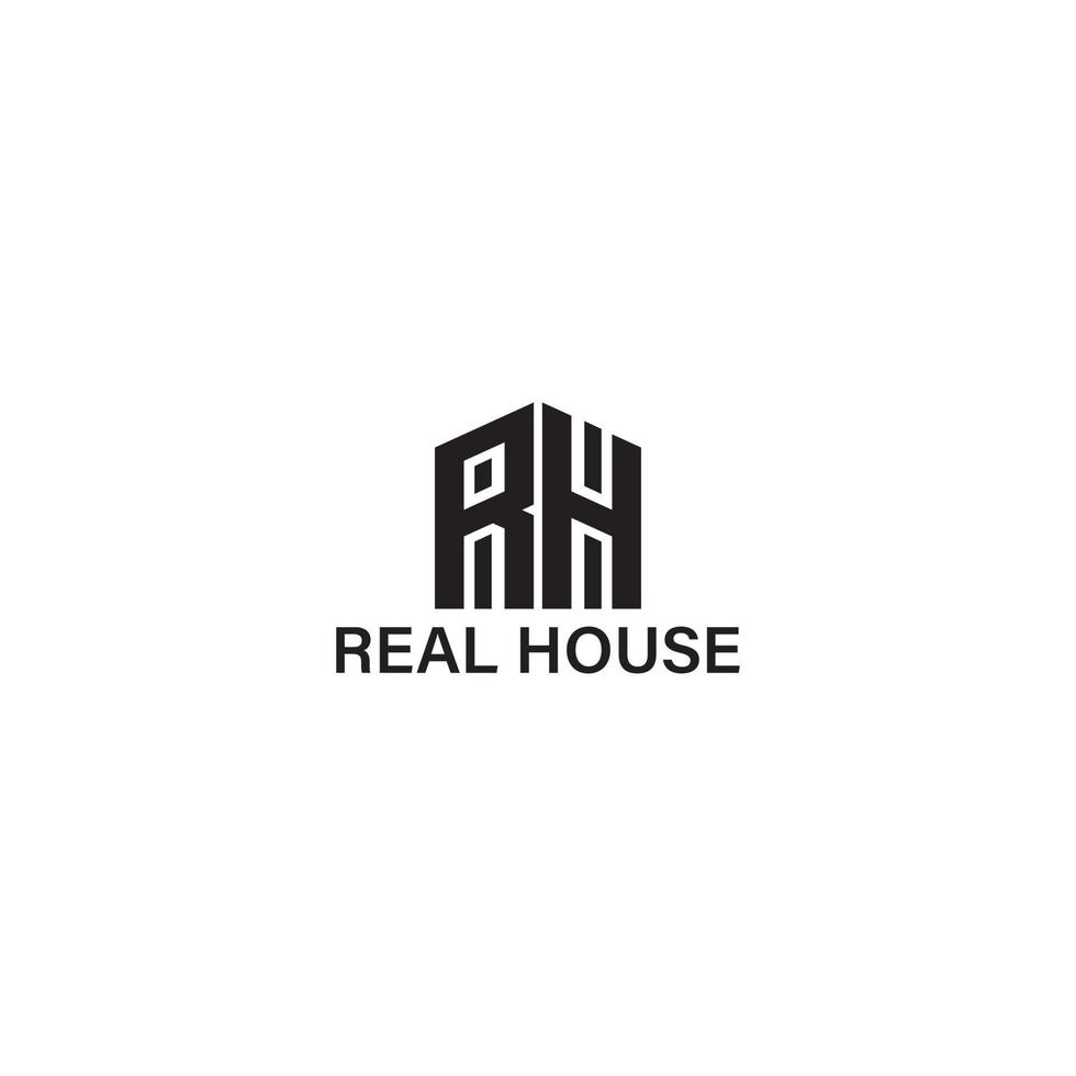 abstract initial letter R and H in black color isolated in white background applied for real estate logo design also suitable for the brands or companies that have initial name RH or HR vector