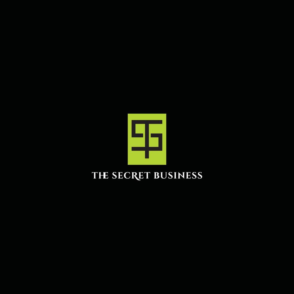 abstract initial letter T and S logo in black color isolated in green rectangle shape applied for Executive Coaching Company logo design also suitable for the brands that have initial name TS or ST vector