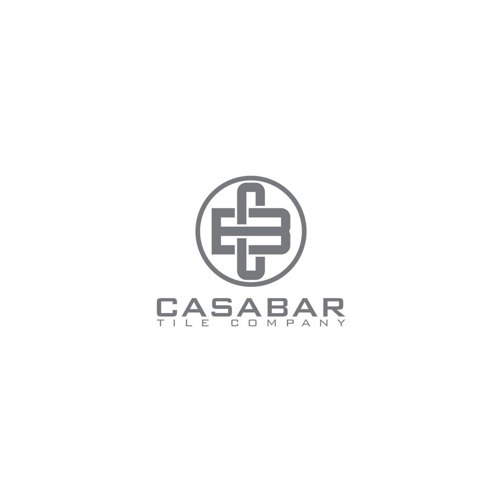 abstract initial letter C and B logo in grey color isolated in circle shape applied for tiles company logo design also suitable for the brands or companies that have initial name CB or BC vector