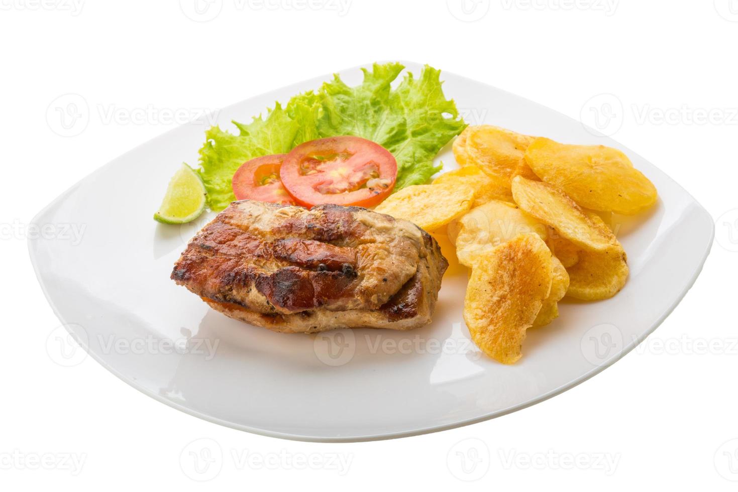 Grilled pork with potato photo