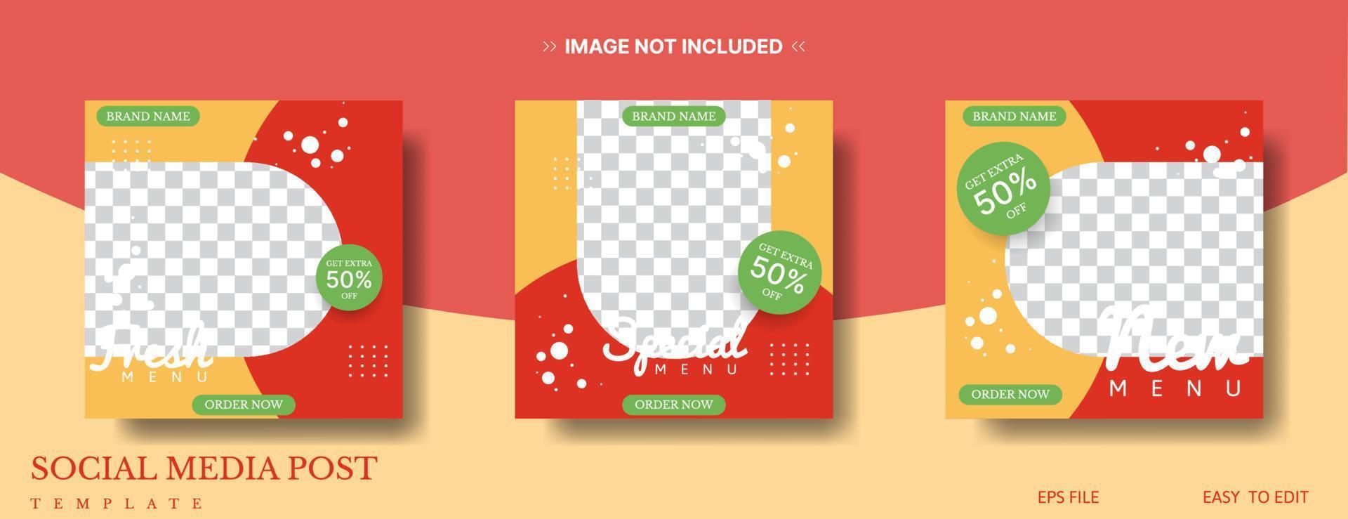 food social media post template design for promotion vector