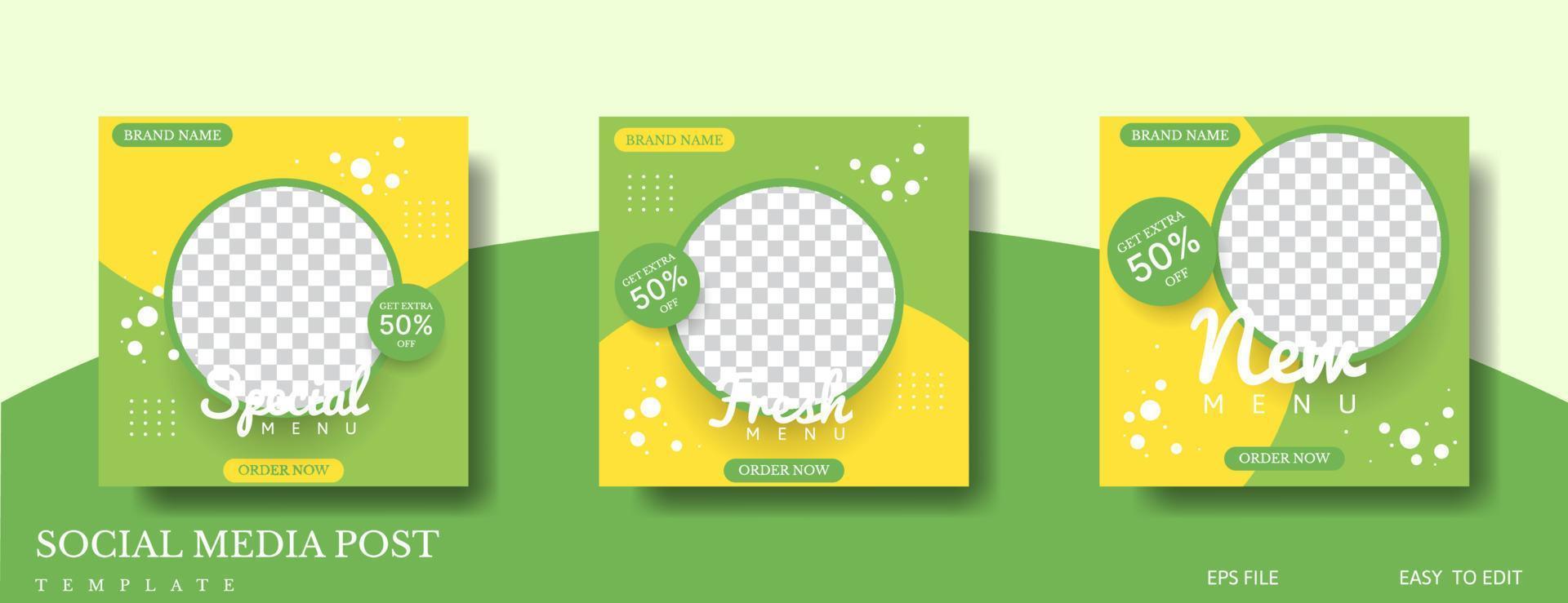 food social media post template design for promotion vector
