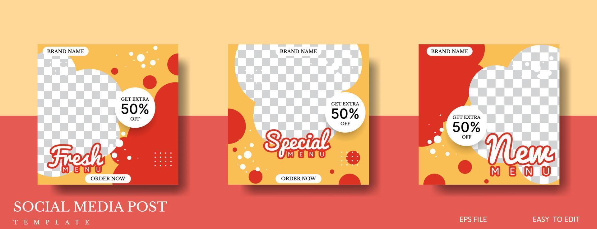 food social media post template design for promotion vector