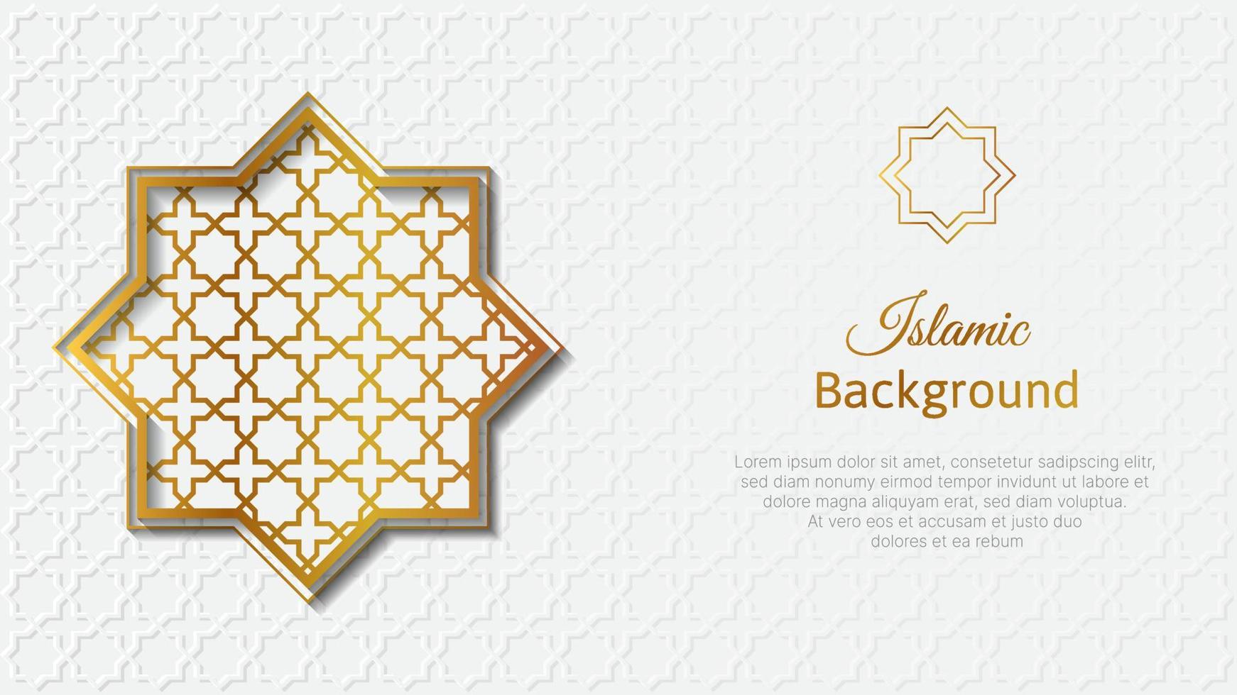 islamic luxury ornamental background in white and gold color. islamic vector illustration