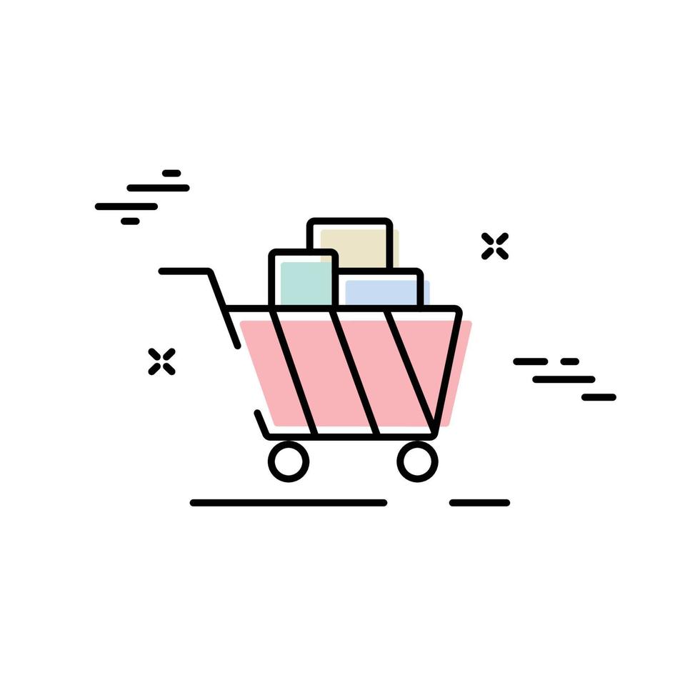 Continuous line drawing. Shopping cart minimal line icon on white background for icon, banner. Vector illustration