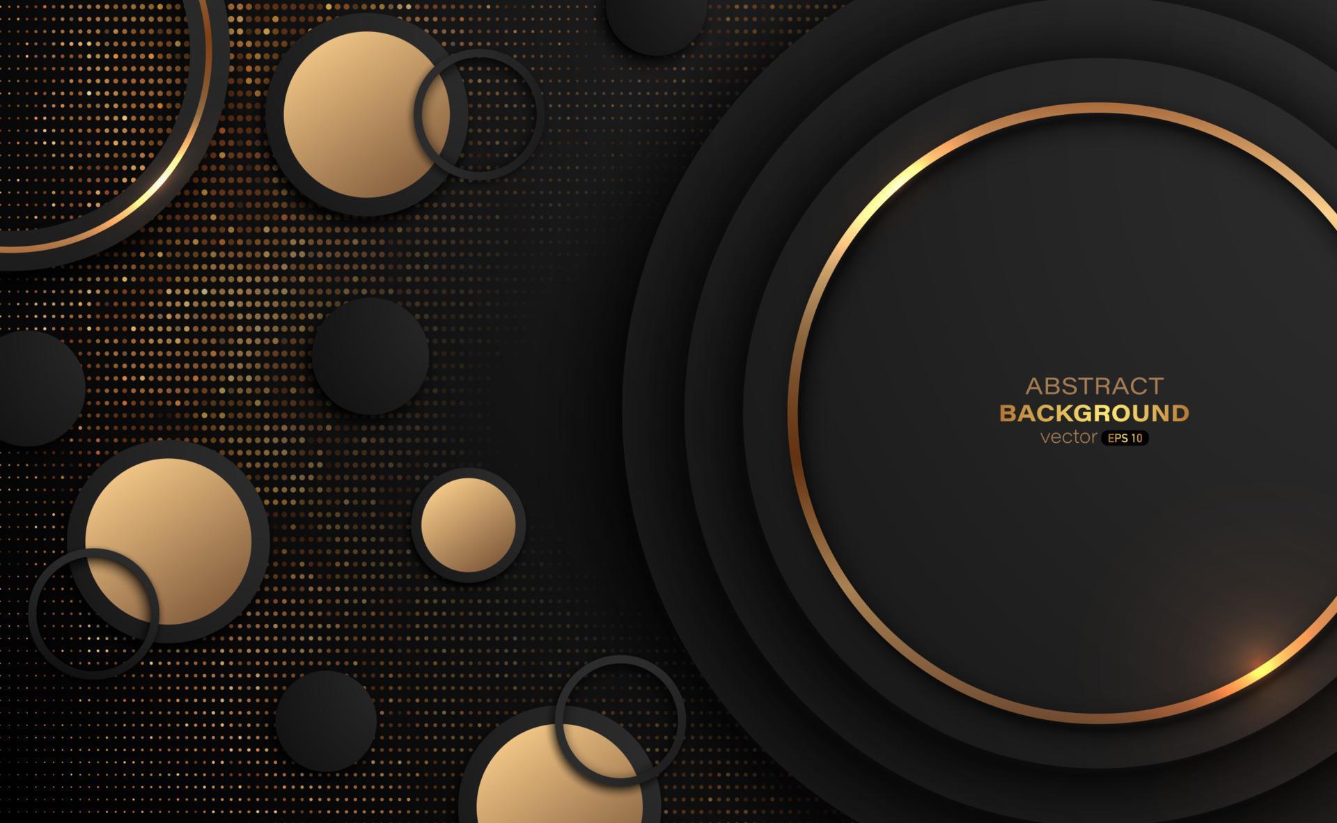 Gold and black circle with glitter golden abstract background. Vector