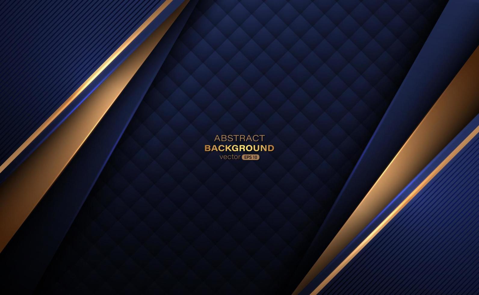 Golden and dark blue geometric shapes with lines abstract background. Vector illustration.