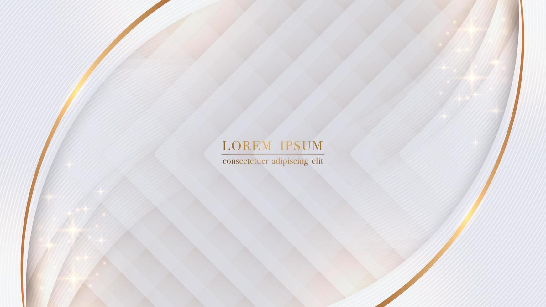 Gray curve shapes with lines, golden lines and light shine. Geometric abstract background. Vector illustration