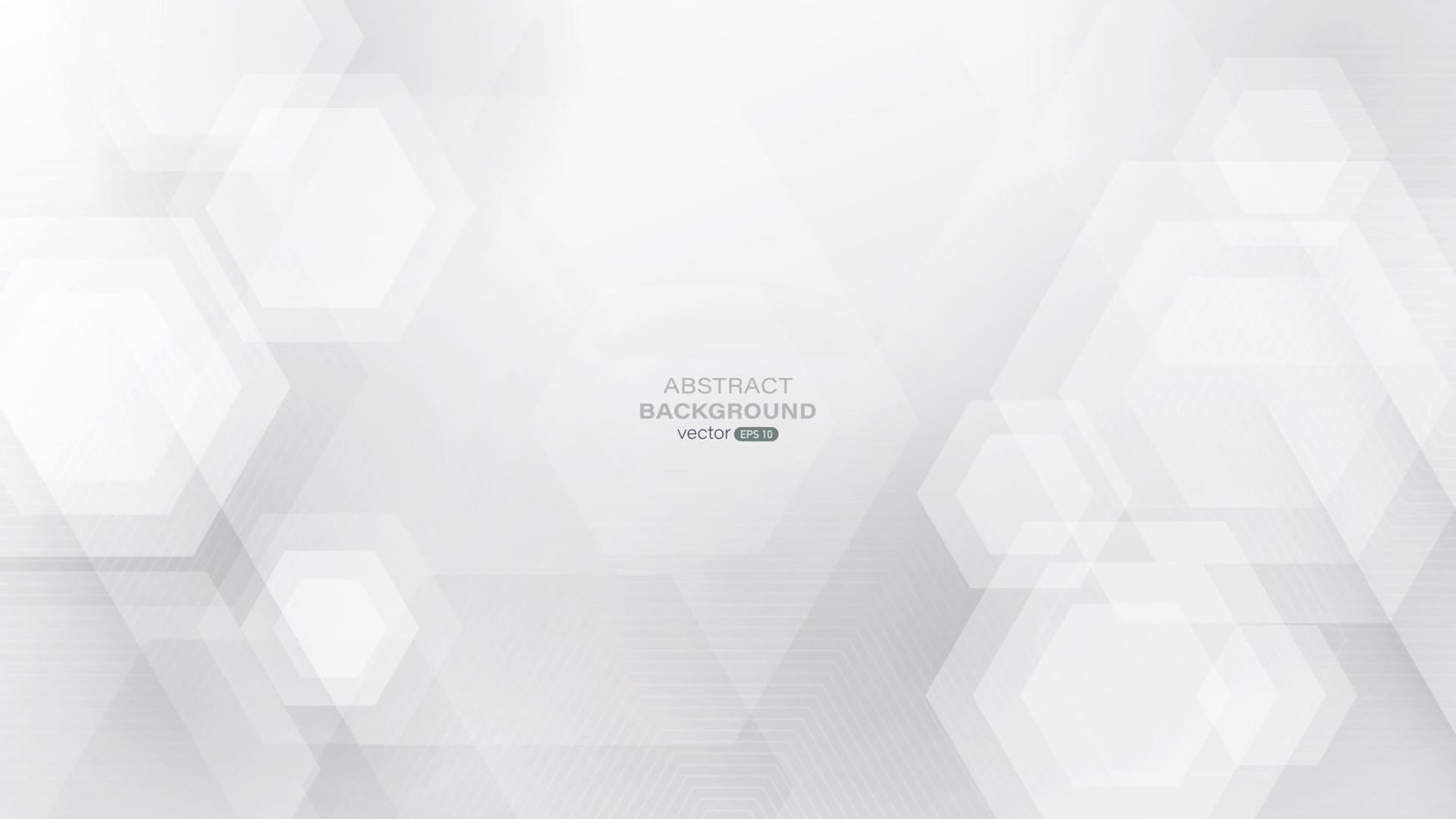 Abstract white and gray hexagonal and lines background vector