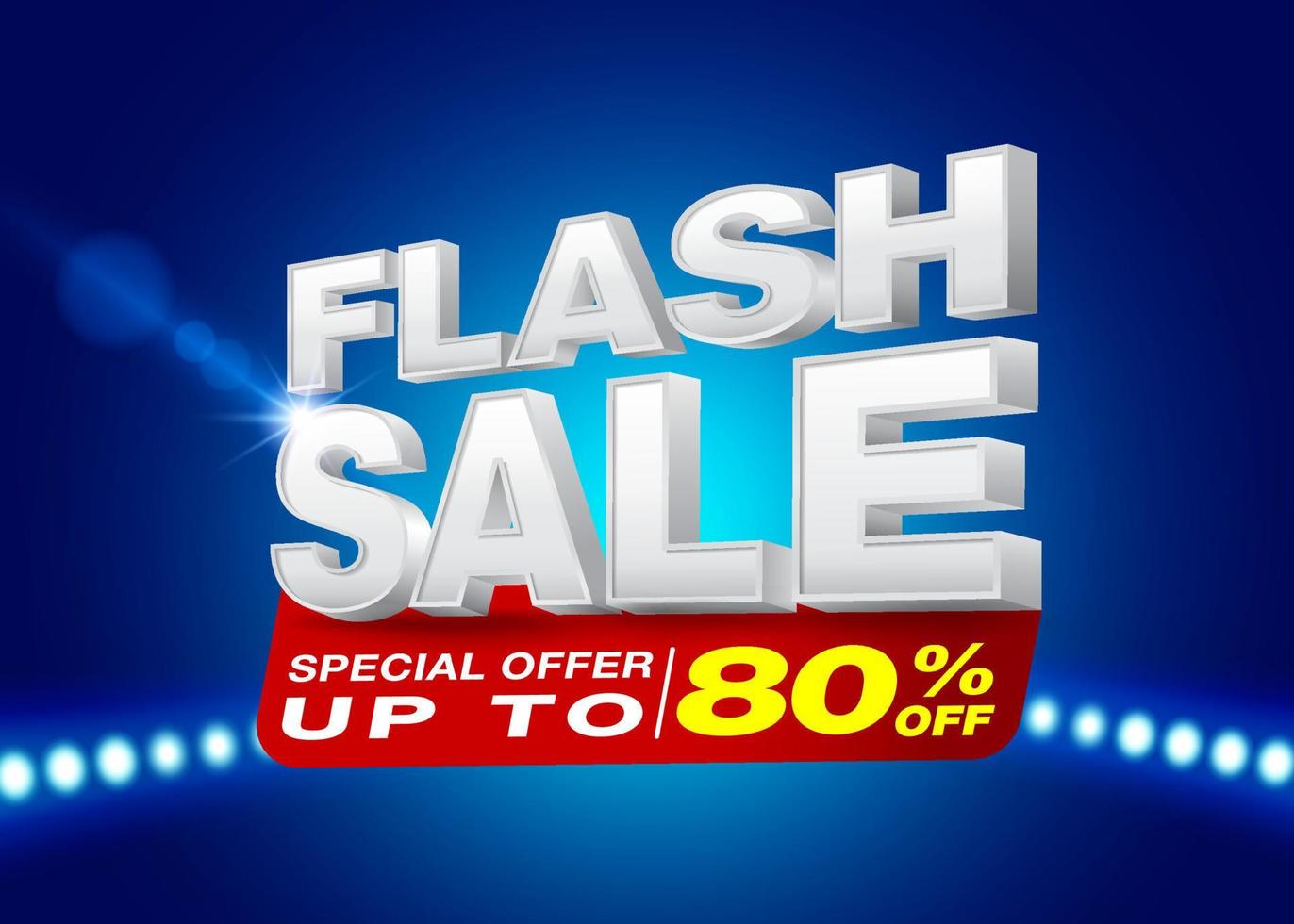 Flash Sale Shopping Template 3D Text On Dark Blue Background. Designed for social media and websites. Campaigns or promotions, special offers. vector