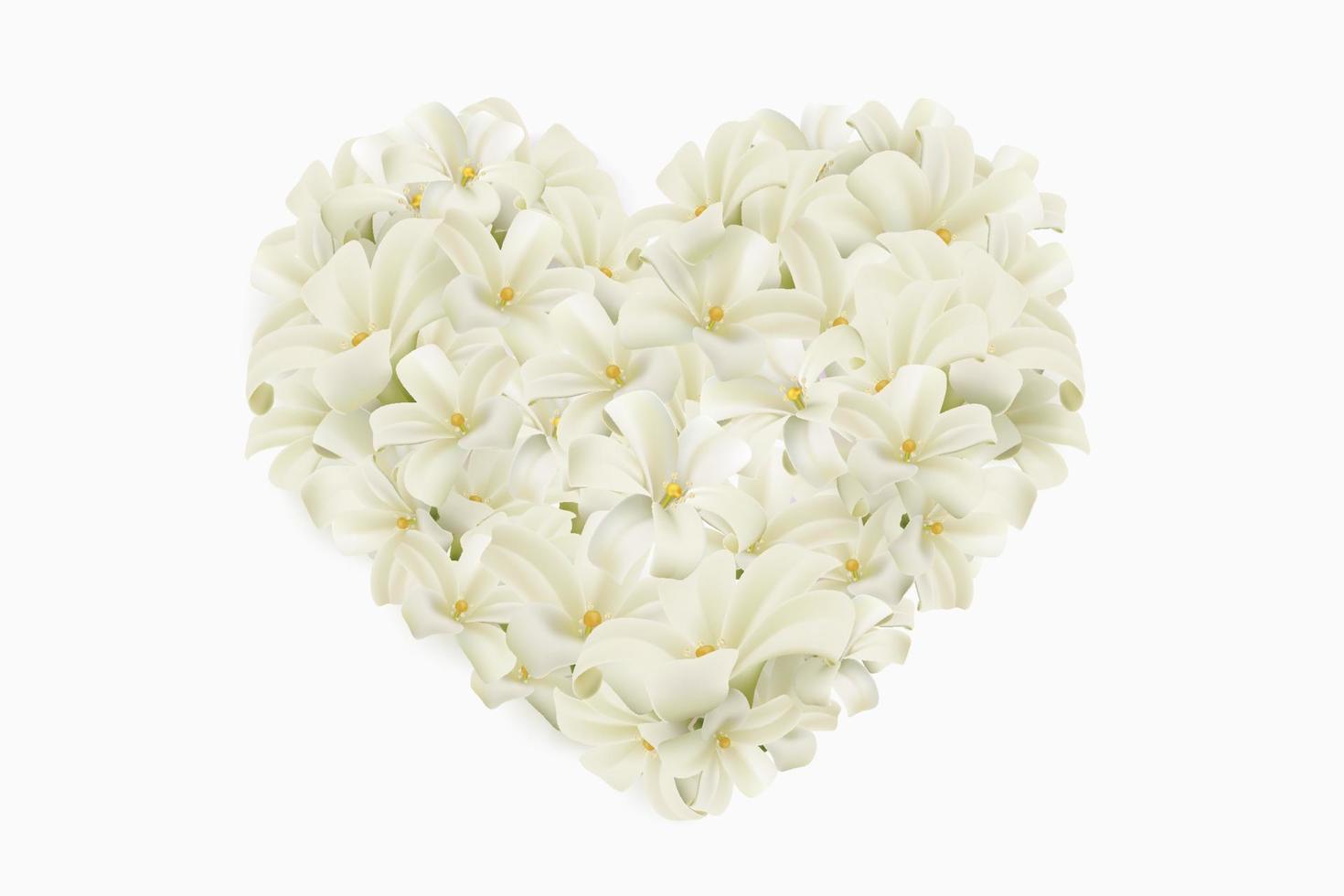 White flower heart isolated on a white background. Realistic EPS file. vector