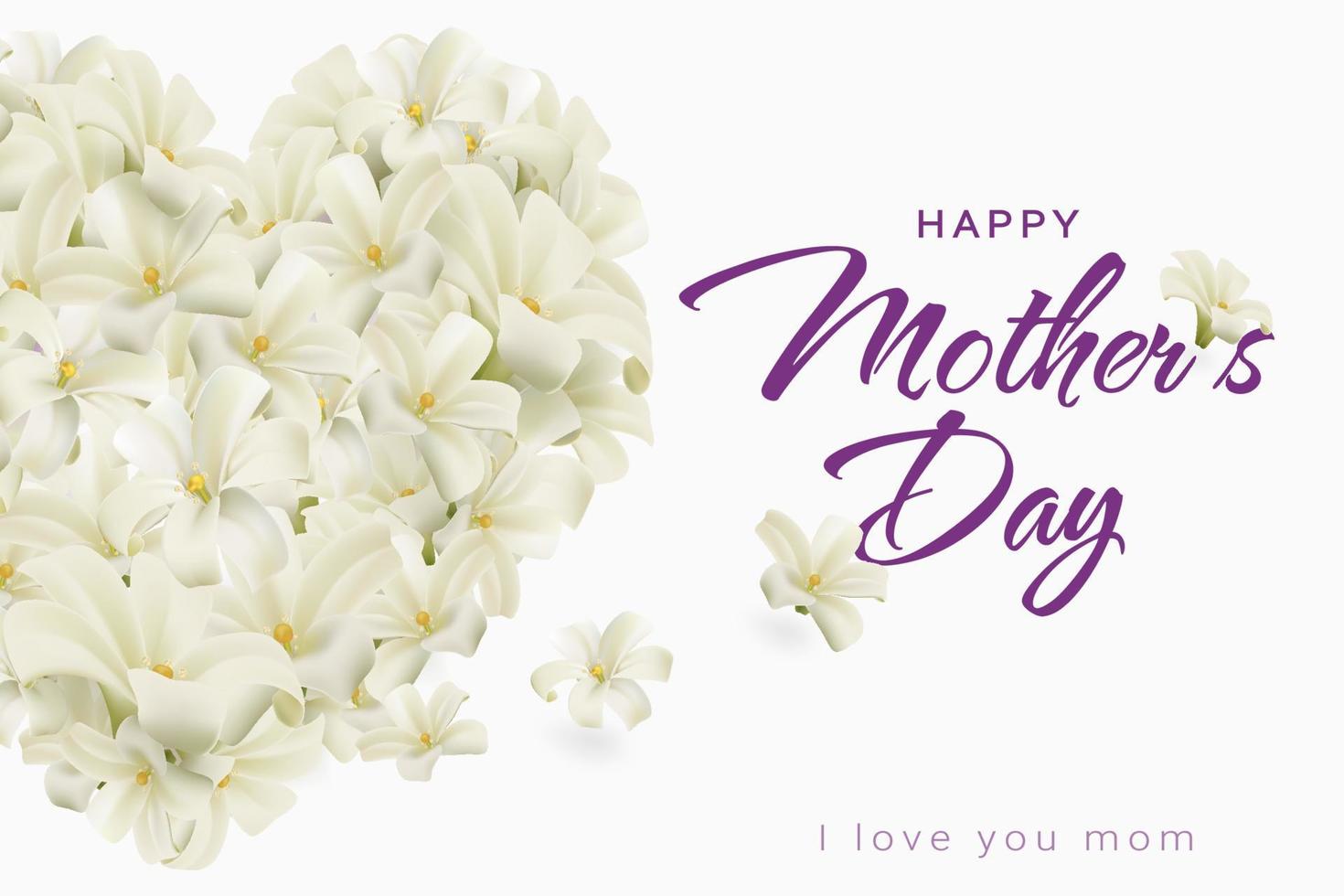 Mother's day with heart flower postcard pure white conveys love ...