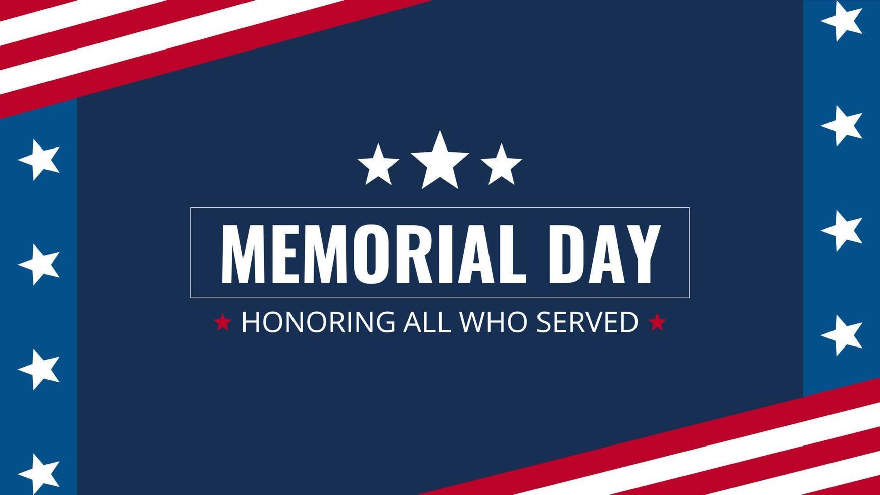 memorial day honoring all who served american flag background editable for poster, banner, and social media. vector