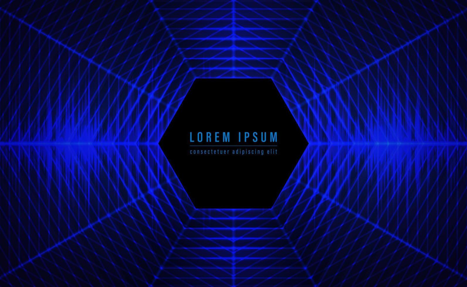 Abstract hexagonal technology with sound waves oscillating dark blue background. Vector illustration