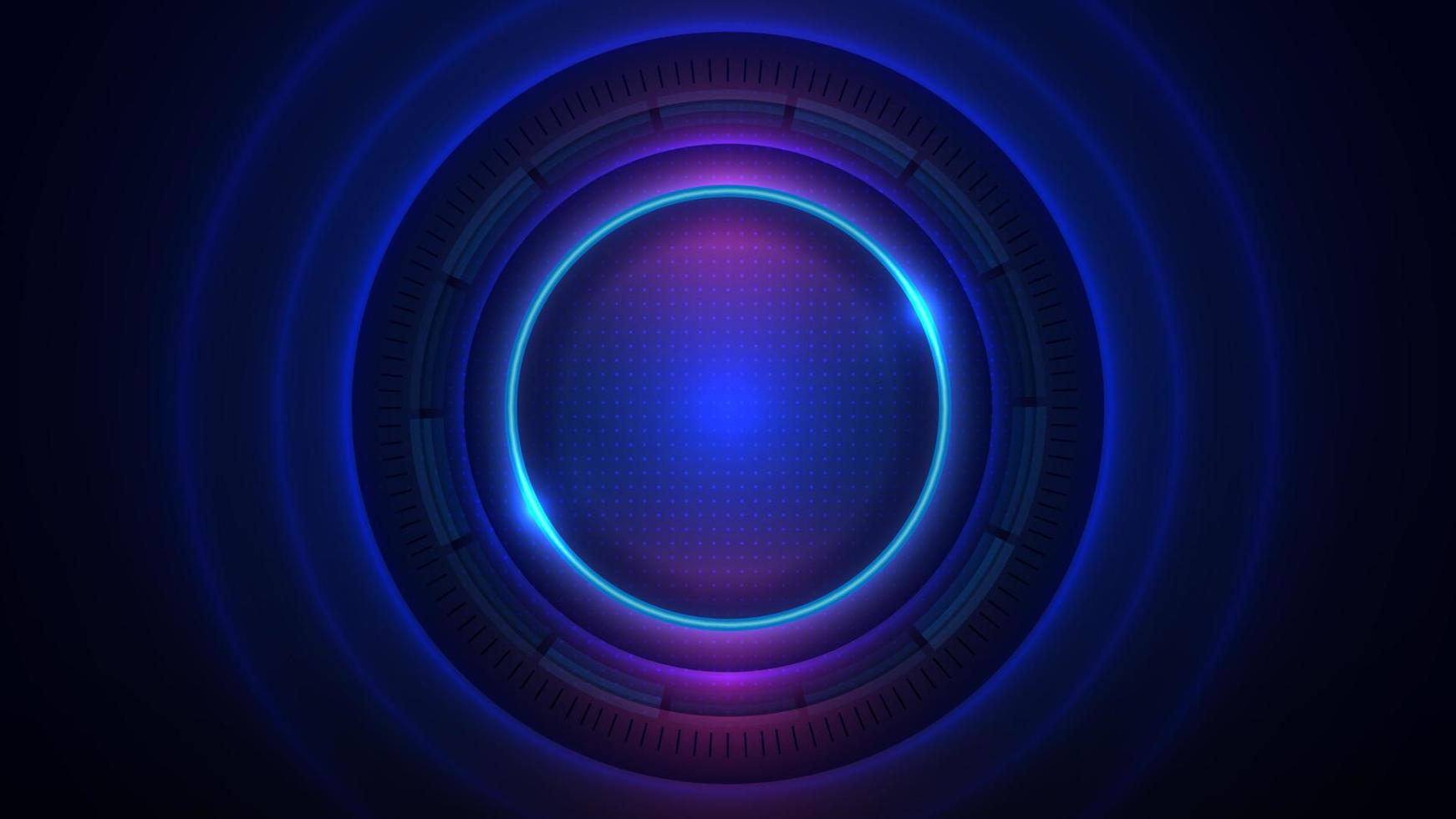 Abstract circle technology lights blue with dot pattern background. Futuristic digital innovation concept. Vector illustration
