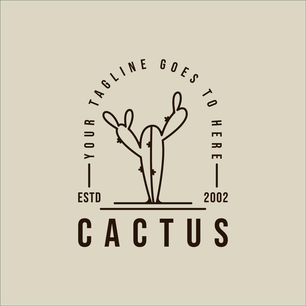 cactus line art logo minimalist vector illustration template icon graphic design. simple botanical at desert sign or symbol  concept with typography style