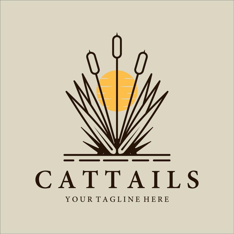 cattails or reed logo vintage vector illustration design