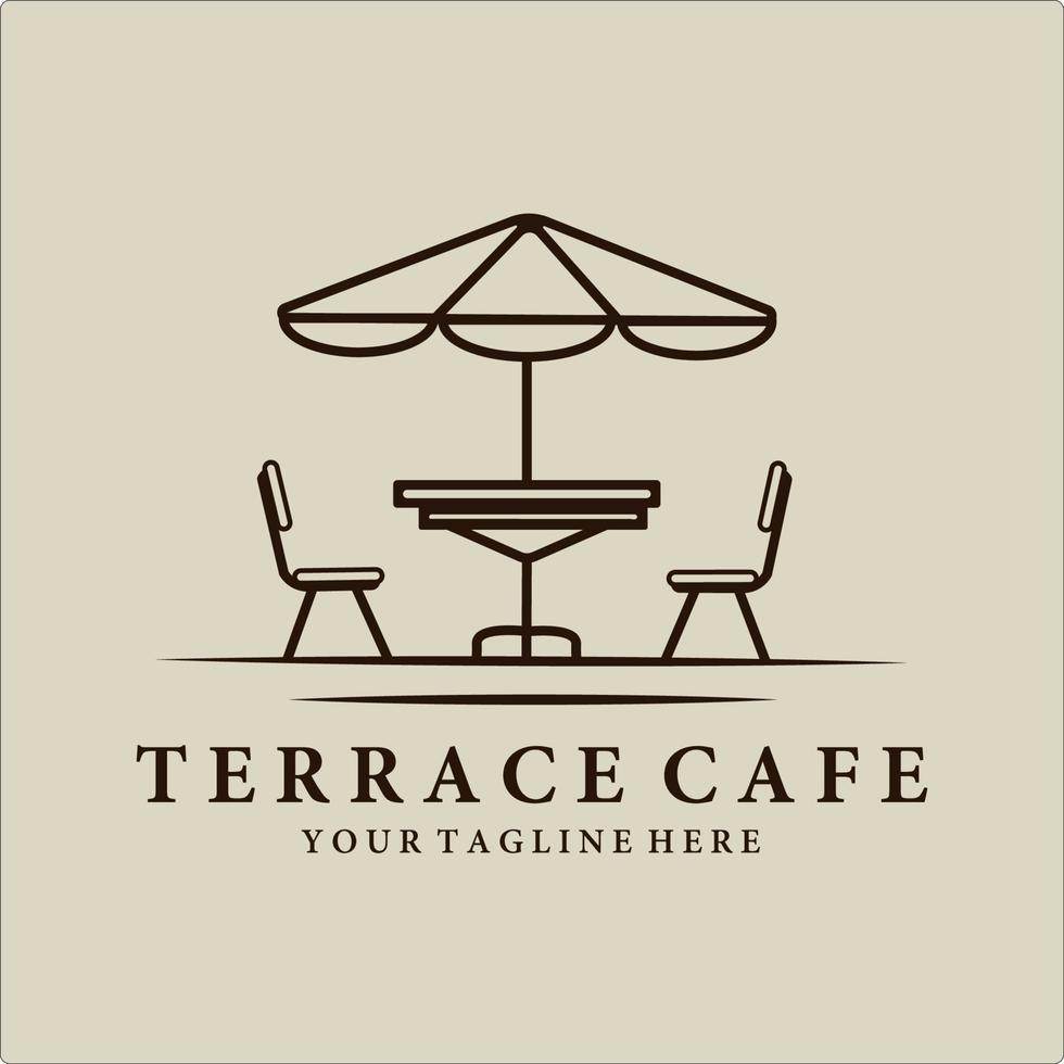terrace cafe line art logo vector illustration design