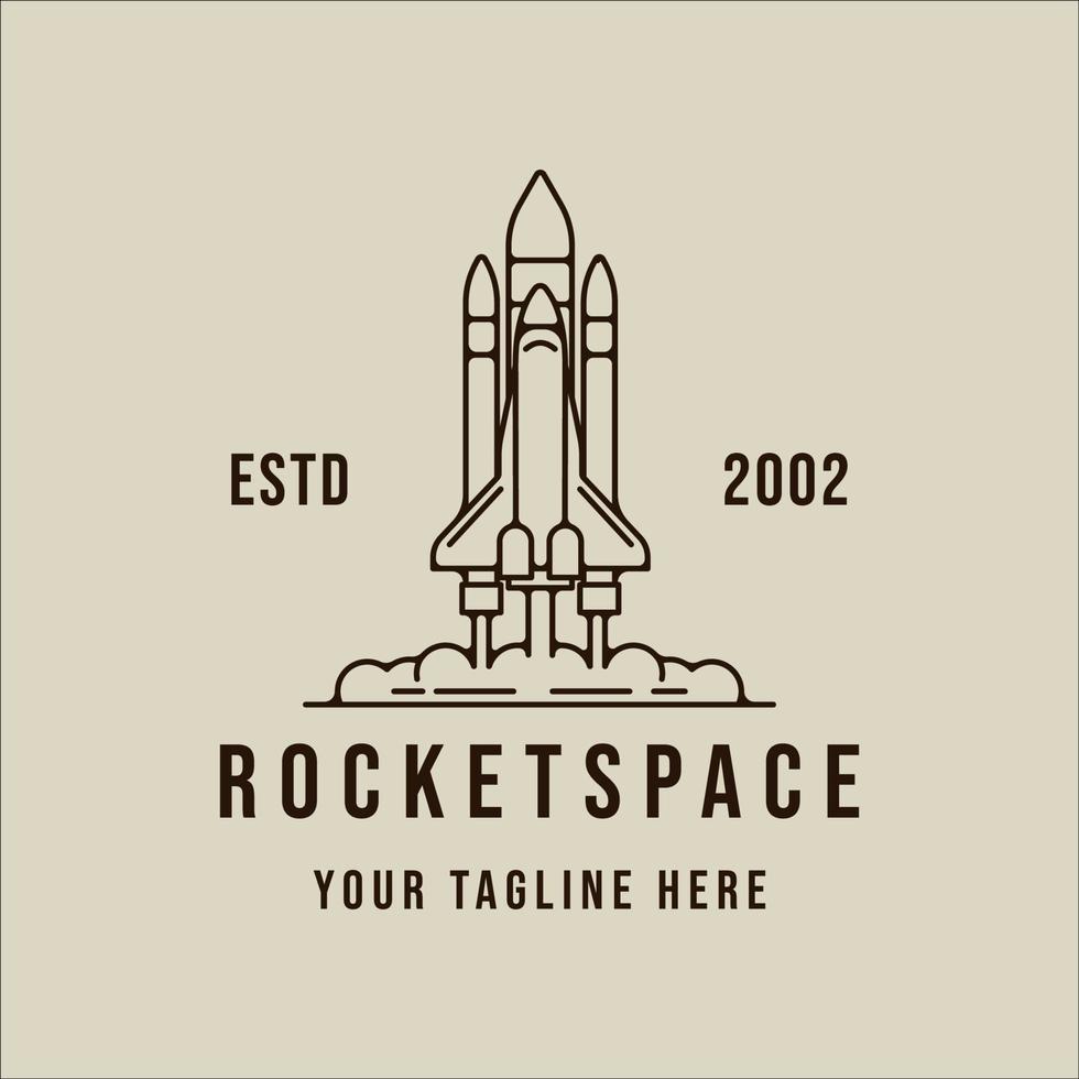 cohete espacio línea arte simple vintage vector ilustración plantilla icono diseño gráfico. nave espacial signo lineal o símbolo simple minimalista