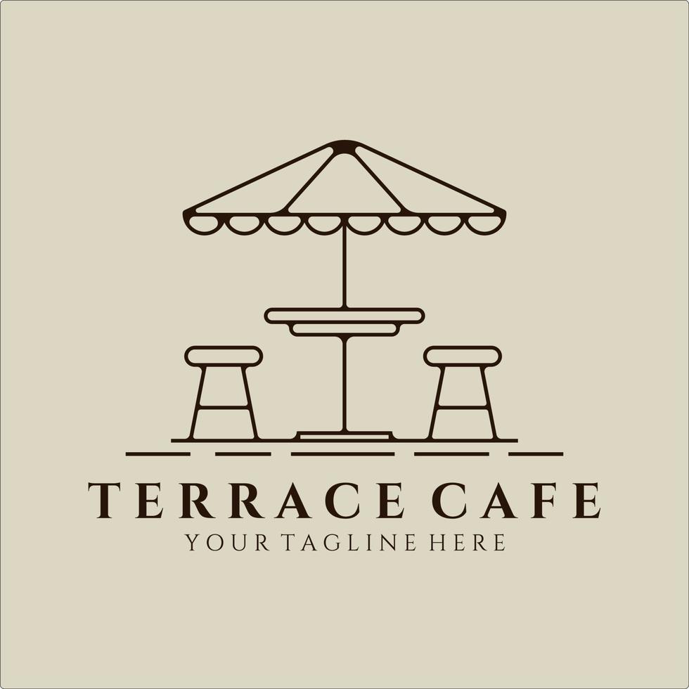 terrace cafe line art logo minimalist vector illustration template design. street food restaurant coffee shop for logo concept business