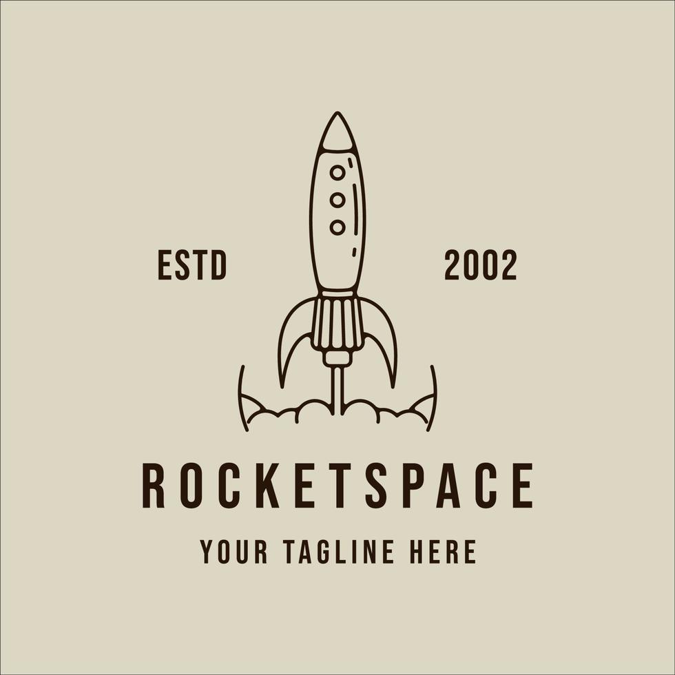 rocket space line art simple vintage vector illustration template icon graphic design. spaceship linear sign or symbol simple minimalist
