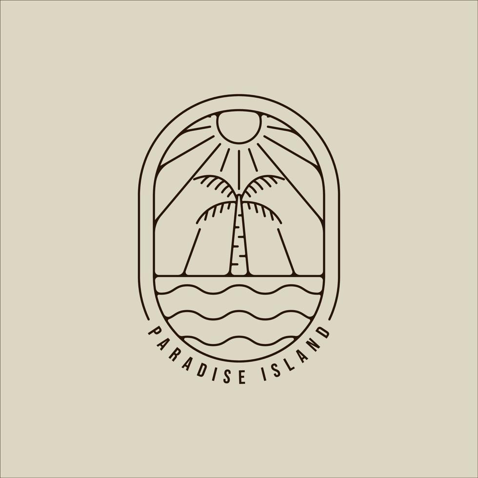 palm tree logo line art simple vector minimalist illustration template icon graphic design. island or beach sign or symbol for travel or adventure outdoor business with badge and typography