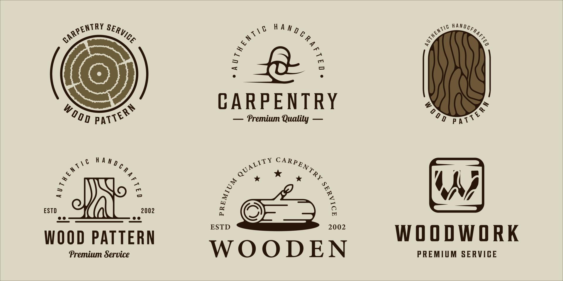 set of woodwork carpentry logo vector vintage illustration template icon graphic design. bundle collection of various handcrafted carpenter sign or symbol for industry company