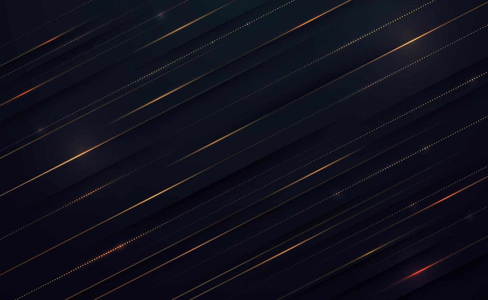 Abstract golden lines and light on dark background. Vector illustration