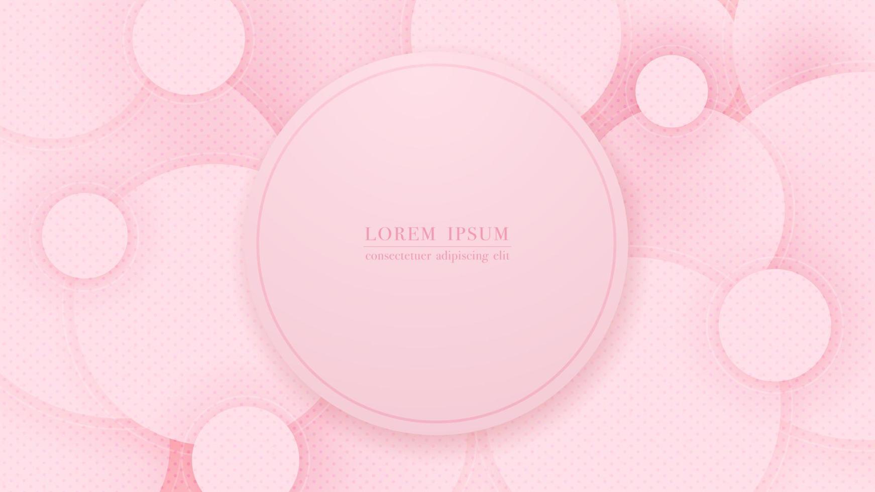 Pink circle lines with dot pattern abstract background. Vector illustration