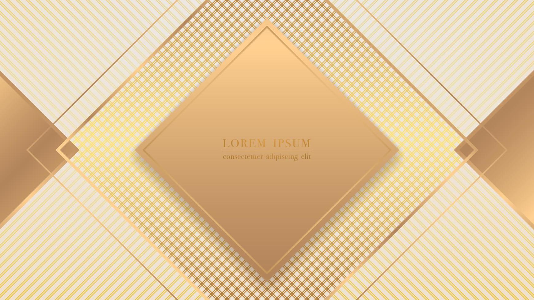 Gold square shape with lines stripe luxury abstract background. Vector illustration