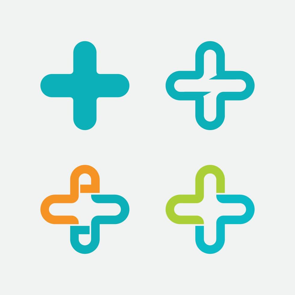 logotipo del hospital y aplicación de iconos de símbolos de iconos de atención médica vector