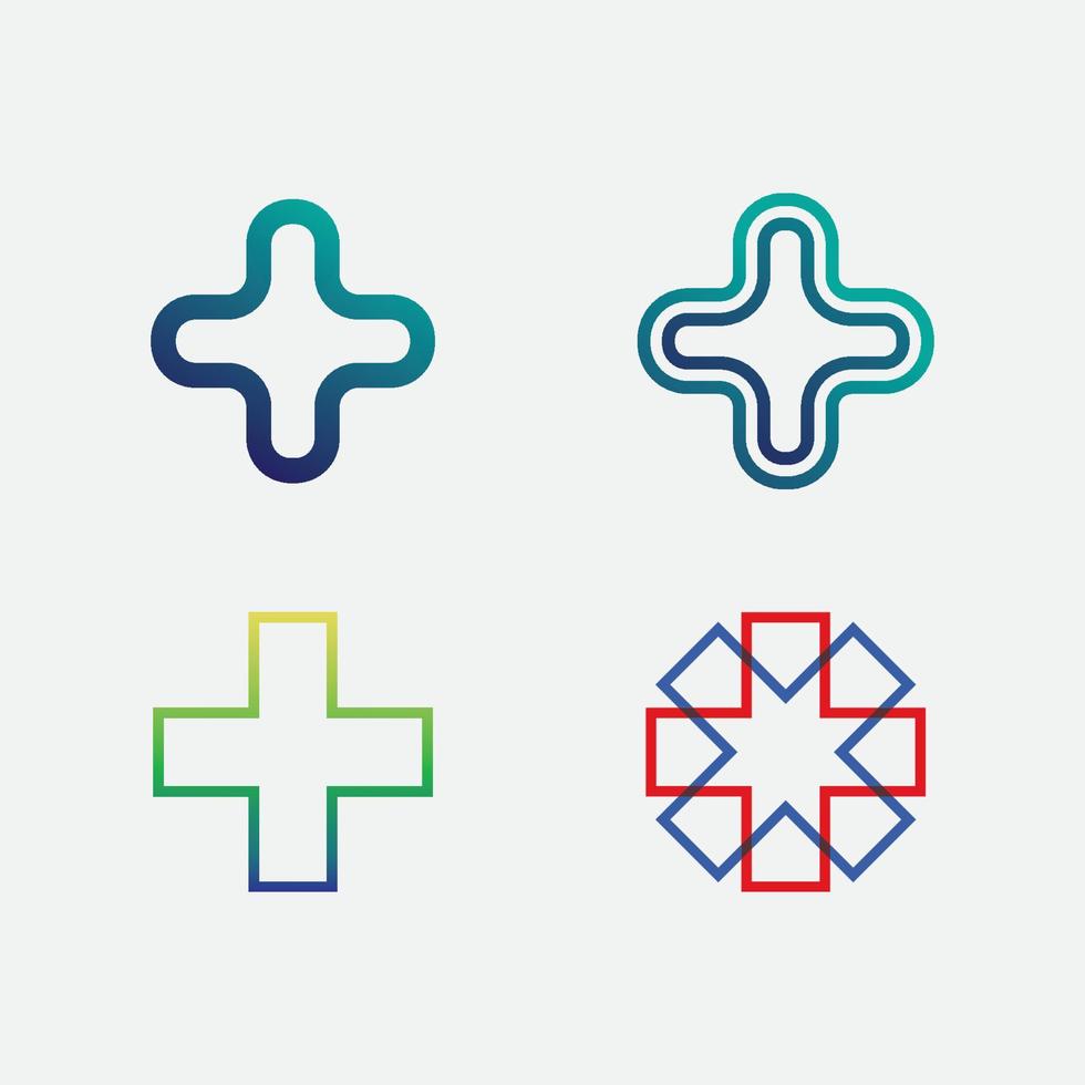 logotipo del hospital y aplicación de iconos de símbolos de iconos de atención médica vector